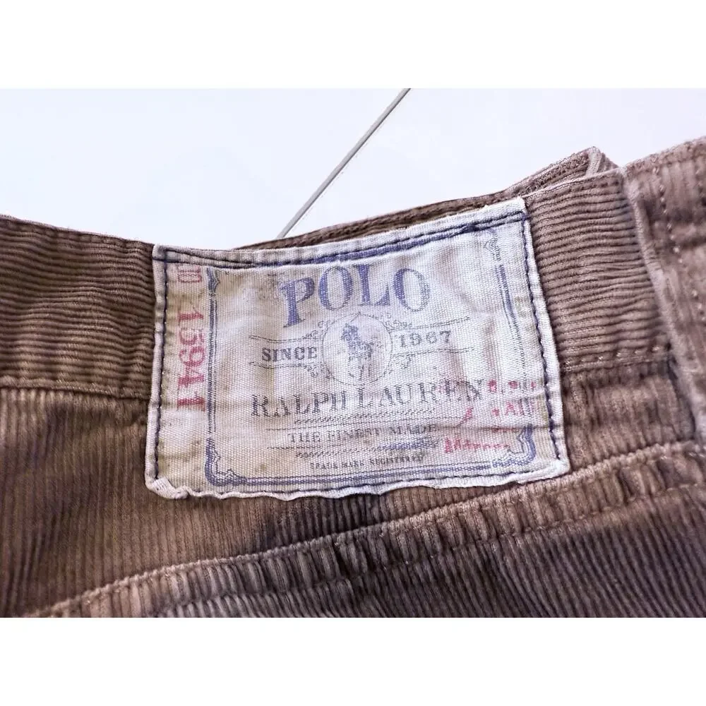 Vtg Polo Ralph Lauren Corduroy Pants Mens 38x30 Tan Straight 5-Pocket Gorpcore